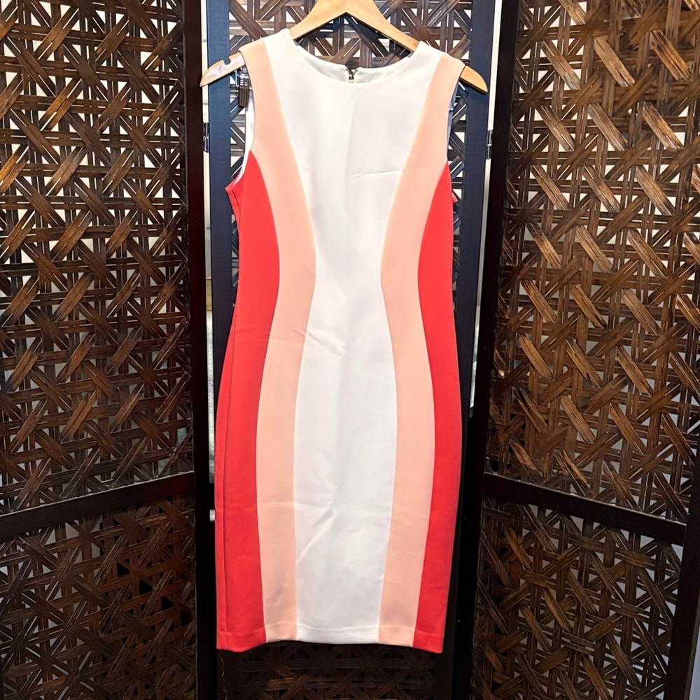 Calvin Klein Red and Pink Midi Dress